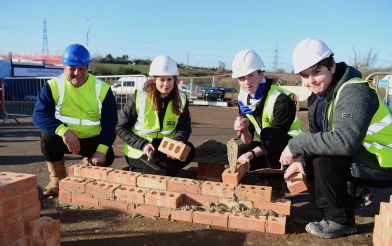 Students from Brockington College getting experience in the construction industry