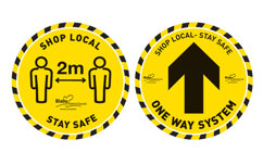 An example of the social distancing signage that will be in Blaby Town Centre due to the covid pandemic