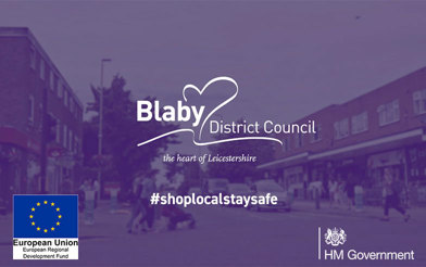 A logo of Blaby District Council's shop local, stay safe campaign