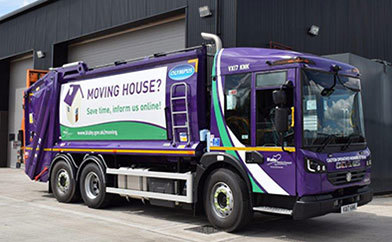 Live Purple Bin Lorry