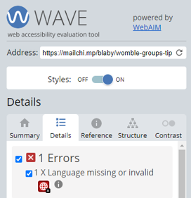 WAVE check for language