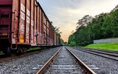 Rail Freight Train Through Countryside