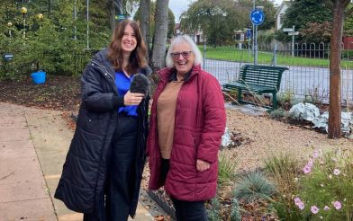 BBC Radio Leicester Reporter Jo Bostock And Lesley Clarke From Cosby Community Library At The Library's Sensory Gardencopy Of Illustration Of Soft Play Area (1)