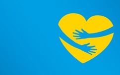 Ukrainian flag with a heart