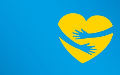 Ukrainian flag with a heart